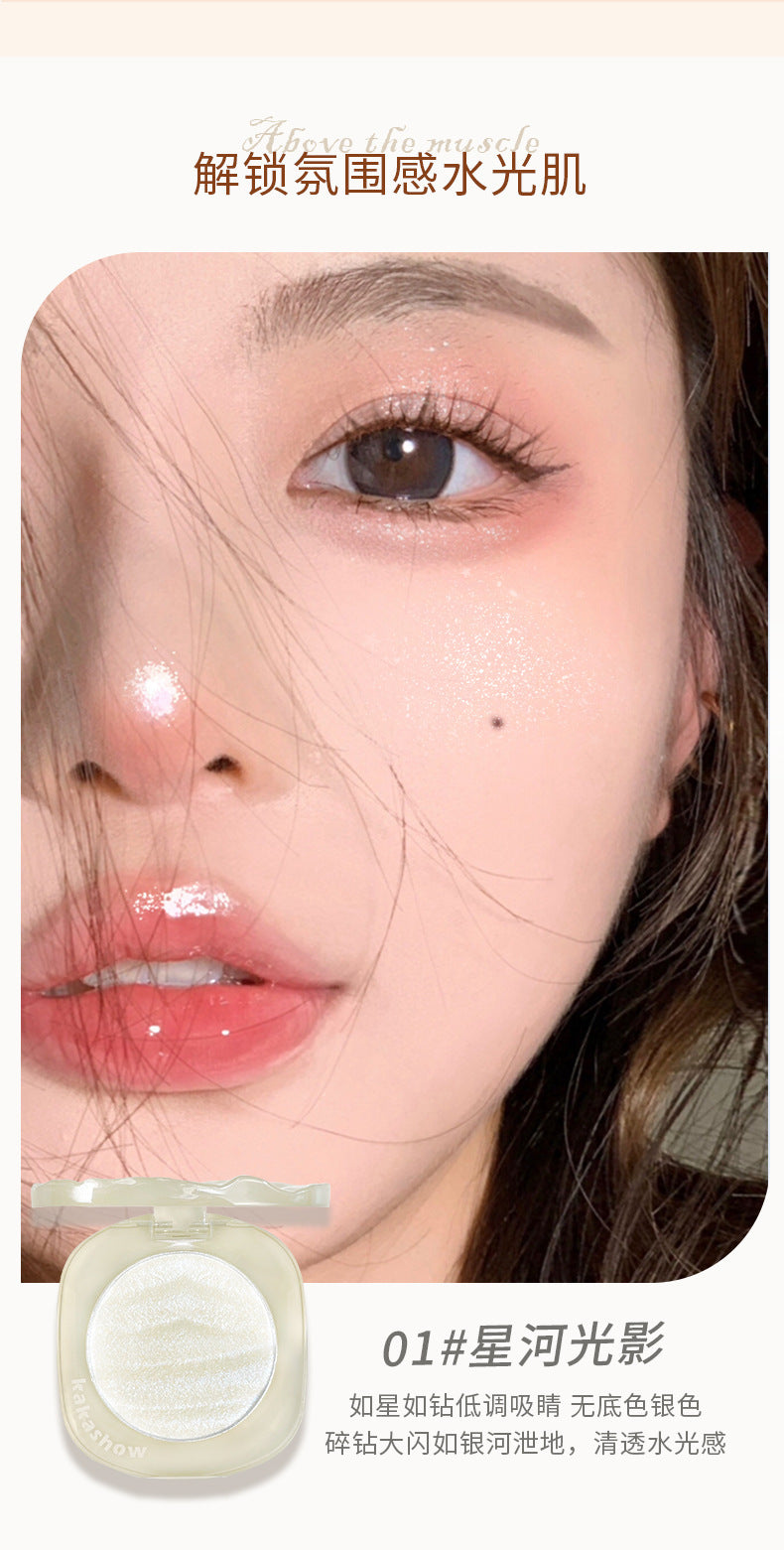 kakashow Shimmer Highlighter Powder Face Brightening 3D Pearlescent Polarized Fine Shimmer Student Contouring Mashed Potato Highlighter