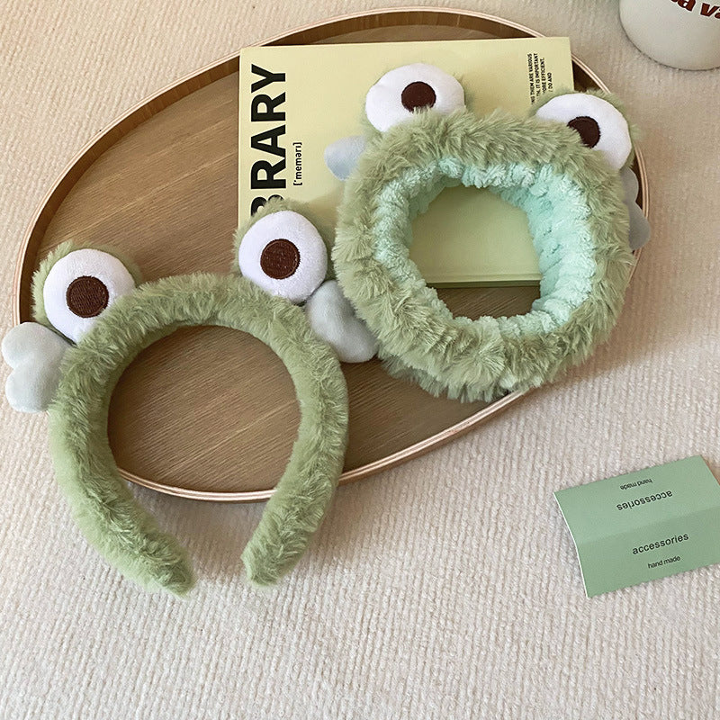 Cute Big Eyes Plush Frog Headband for Washing and Makeup, Non-Slip Daily Versatile Hair Accessory for Women Wholesale