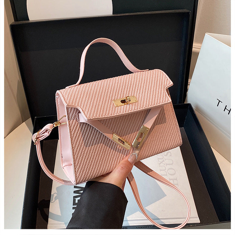Bag2024New Fashion Small Square Bag Texture PU Handbag Retro Simple Shoulder Bag Trendy Versatile Crossbody