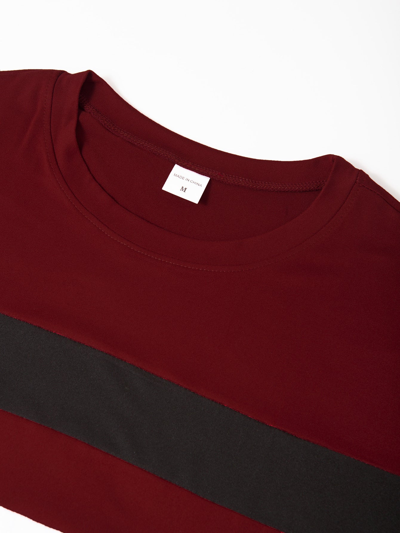 Cross-Border Trade Plus Size Autumn Winter Men's Crew Neck Long Sleeve Color Block Base Shirt Pullover Thin Long Sleeve T Men's T-shirt