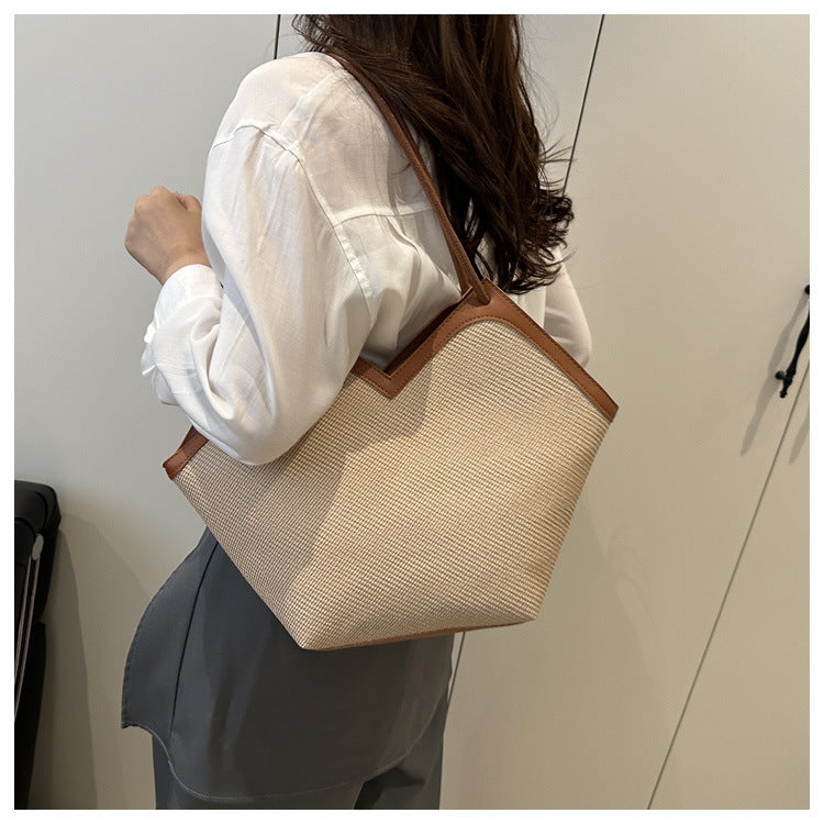 Summer Patchwork Large Capacity Women2025New Fashionable Loose Style Trendy New Casual Tote Shoulder Underarm Bag