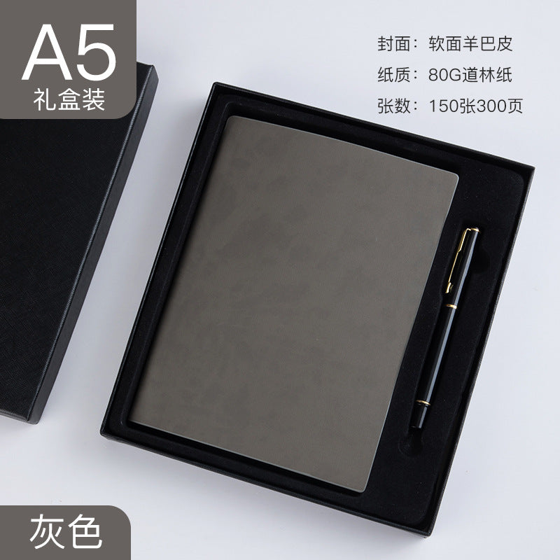 Custom Side Pen Slot Notebook logo Thickened Sheepskin Leather Notebook A5/A6Minimalist Business Journal