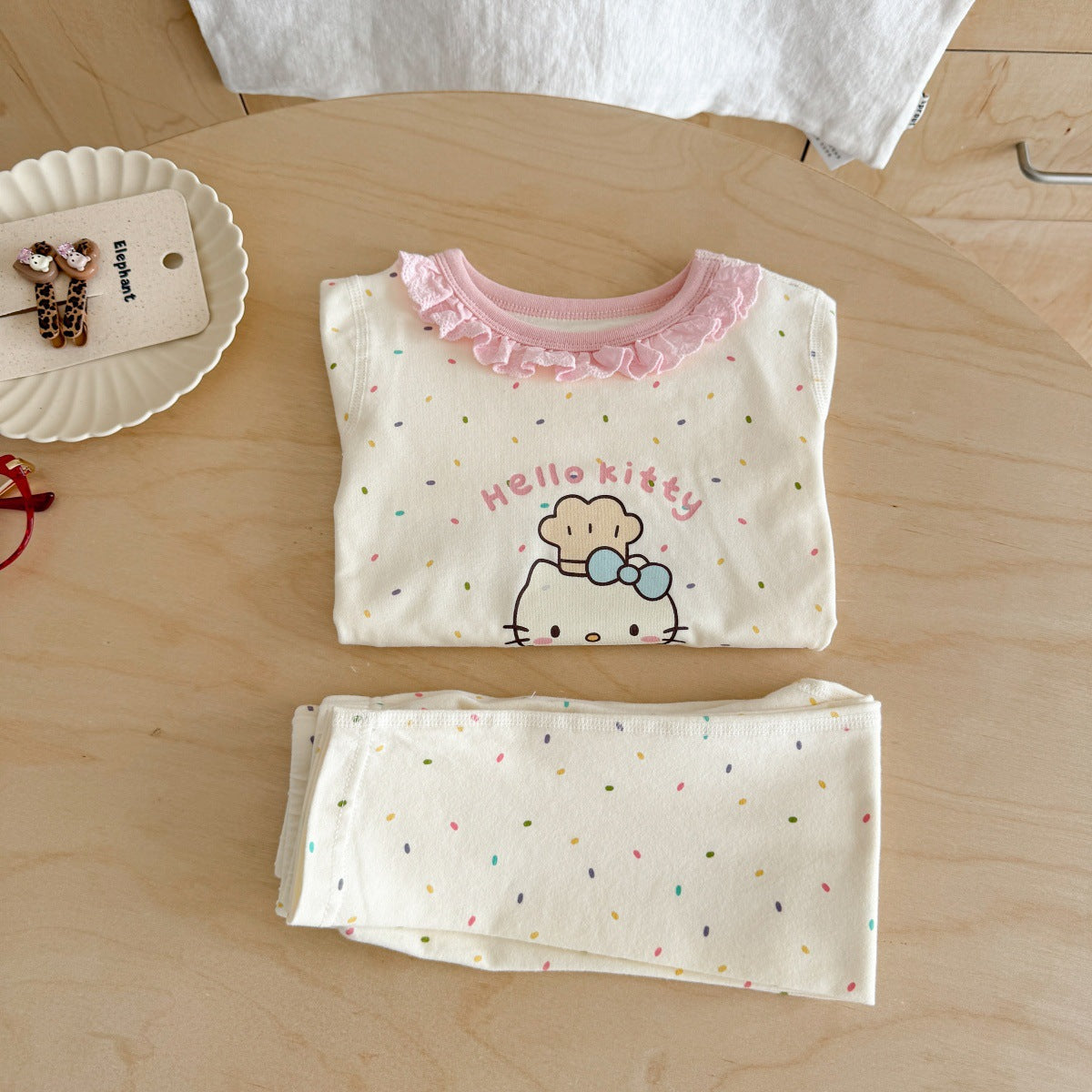 Girls A Pajama Set2025Autumn Girls Korean Style Homewear Baby Cute Cartoon Print Two-Piece Set Trendy