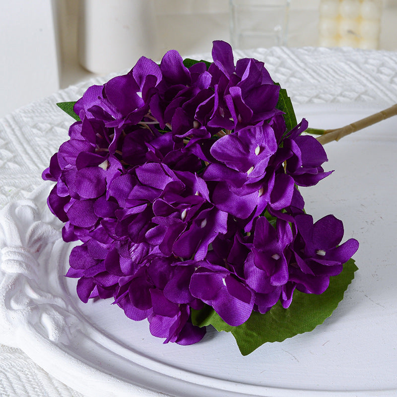 Artificial Hydrangea with Leaves for Wedding Decoration, Artificial Silk Flowers, Archway Flowers, Home Decor Fake Flowers, Single Artificial Flowers