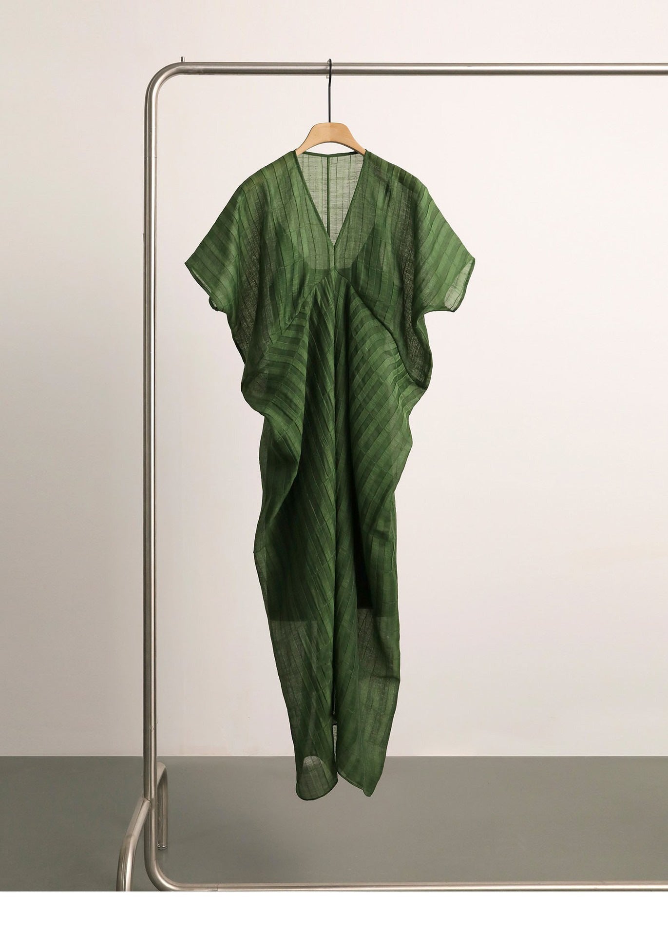 Spot Goods Gracefully Entering_Tencel Linen Blend Three-Dimensional Ribbed Texture Cocoon Design Dress2024Skirt