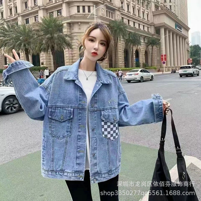 Spring and Autumn Foreign Trade Cross-Border Women's Denim Shirt Trendy Brand Korean Version Street Style Denim Top Women's Export Miscellaneous Denim Jacket