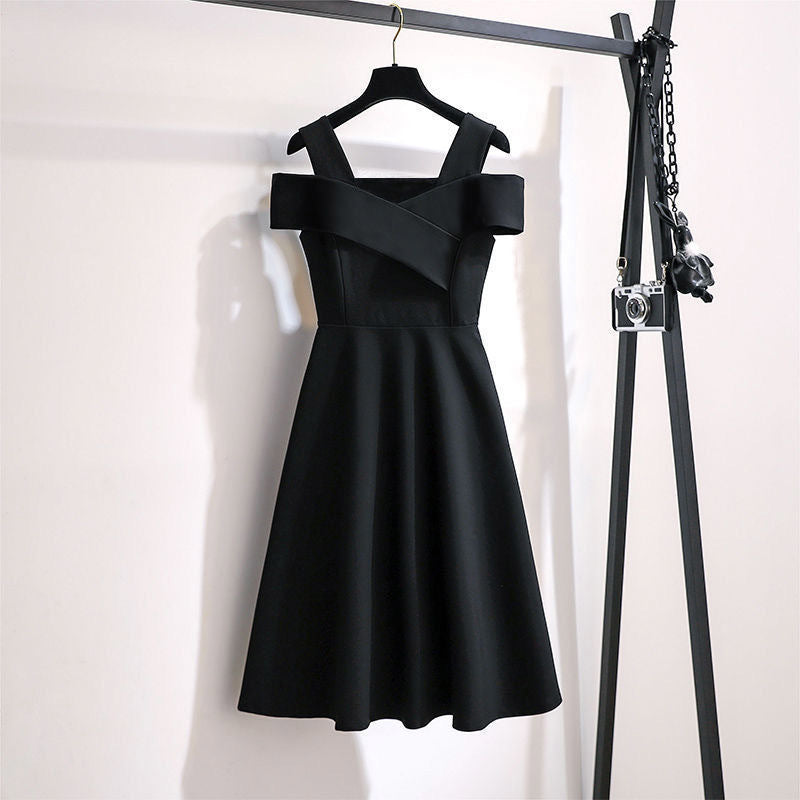 Cross-Border2025New Plus Size Off-Shoulder Elegant Dress for Plus Size Women Fashionable Tummy Covering Slimming Waist Dress Trendy