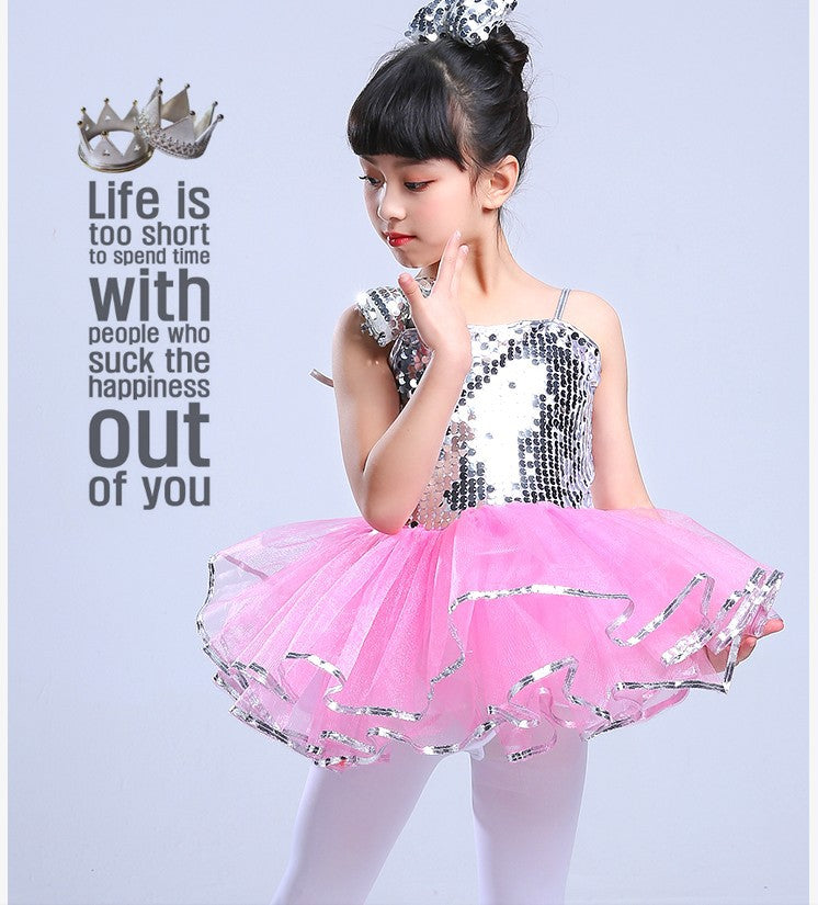 Kindergarten Performance Costume Children's Day Dance Costume for Girls Puffy Tulle Skirt Children's Jazz Dance Sequin Performance Dress