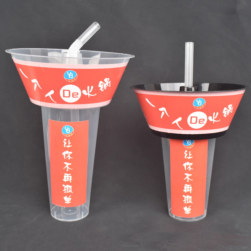 Internet Celebrity Smoking Cup Thumb Fried Bun Coke Cup Thickened Walking Hot Pot Cup Cold Drink Fruit Cup Tray Bowl Smoking Vegetable Cup