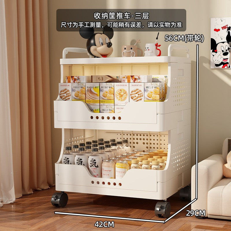 Thickened Floor-standing Small Cart Snack Storage Rack Multi-layer Organizer Living Room Bedroom Large Capacity Storage Organizer Mobile