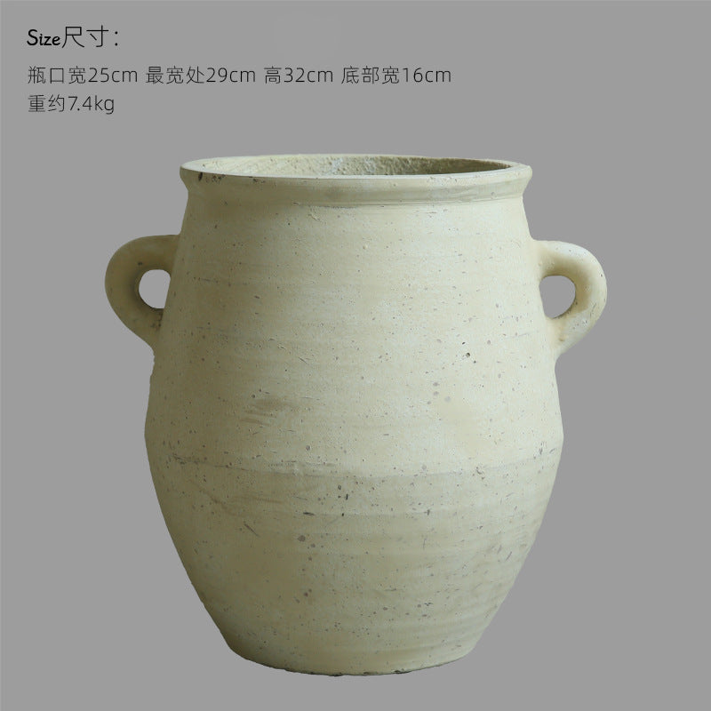 Silent Wind Cement Vase Flower Pot Indoor Living Room Desktop Decoration Entrance TV Cabinet Homestay Soft Decoration Flower Arrangement Ornament