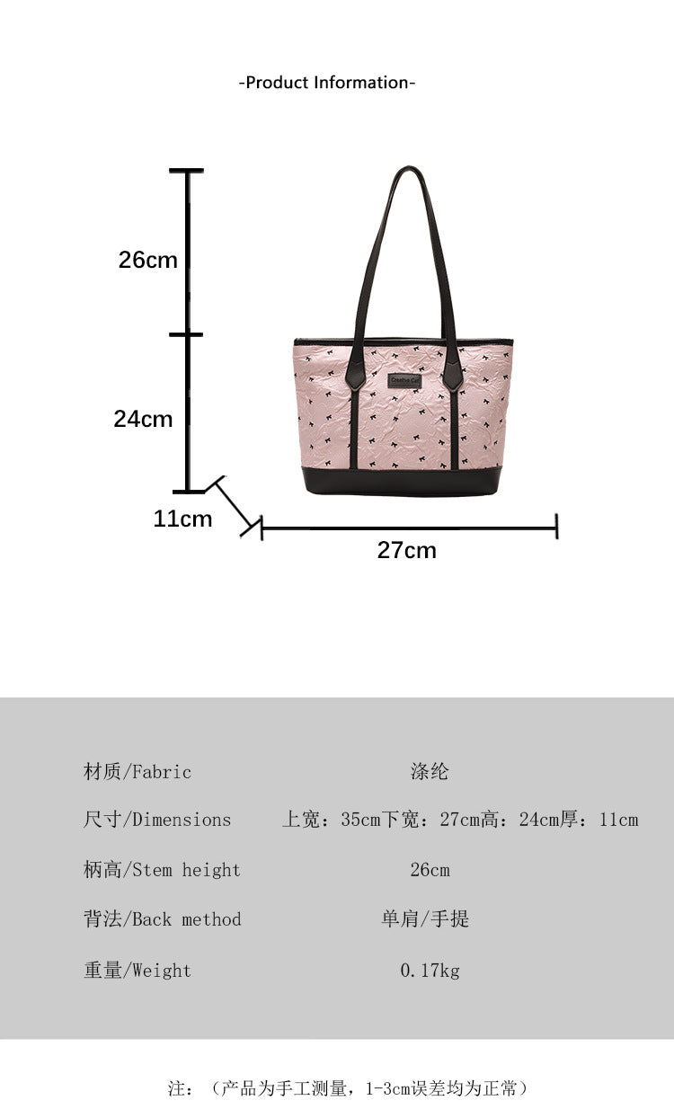 Class Commuting Tote Bag Large Capacity Heart Summer Stylish2025New style casual bowknot single shoulder underarm bag