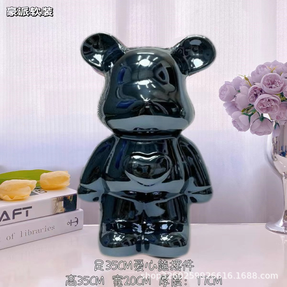 Chinese Style Violent Bear Ornament High-end Ceramic Living Room Entrance TV Cabinet Wine Cabinet Money Box Home Decoration Gift