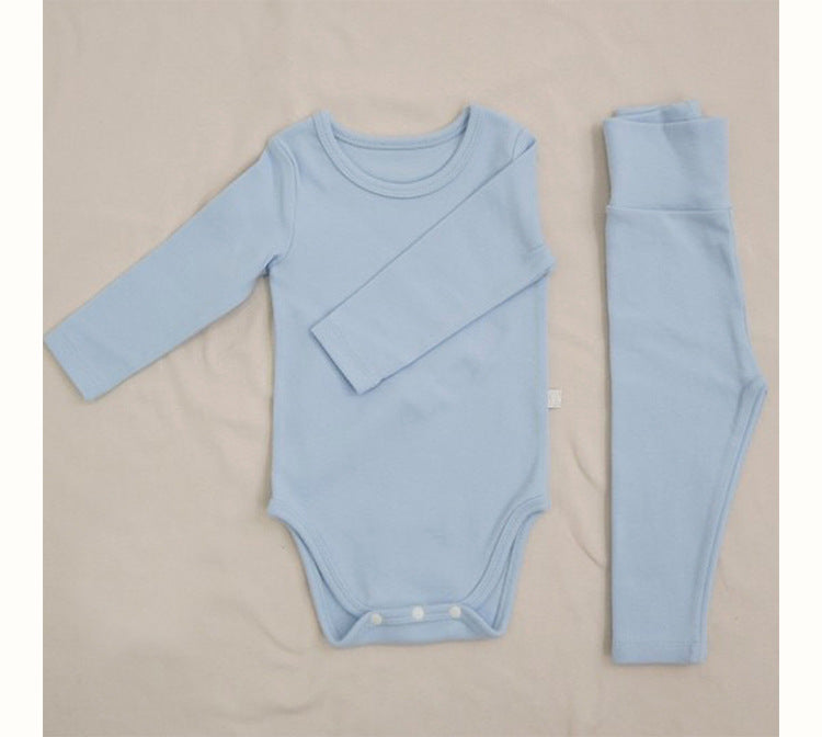 Baby Romper Spring and Autumn a High-Waist Belly Protection Pants Set Baby Spring and Autumn Triangle Romper Bodysuit Jumpsuit