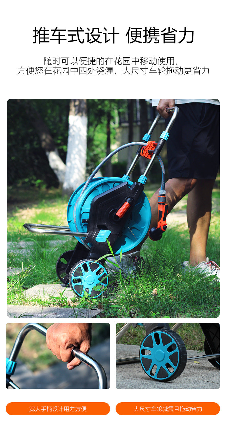 Extra Large Mobile Wheeled Rack Water Pipe Storage Rack Garden Watering Hose Reel Car Wash Water Gun Hose Manufacturer Direct