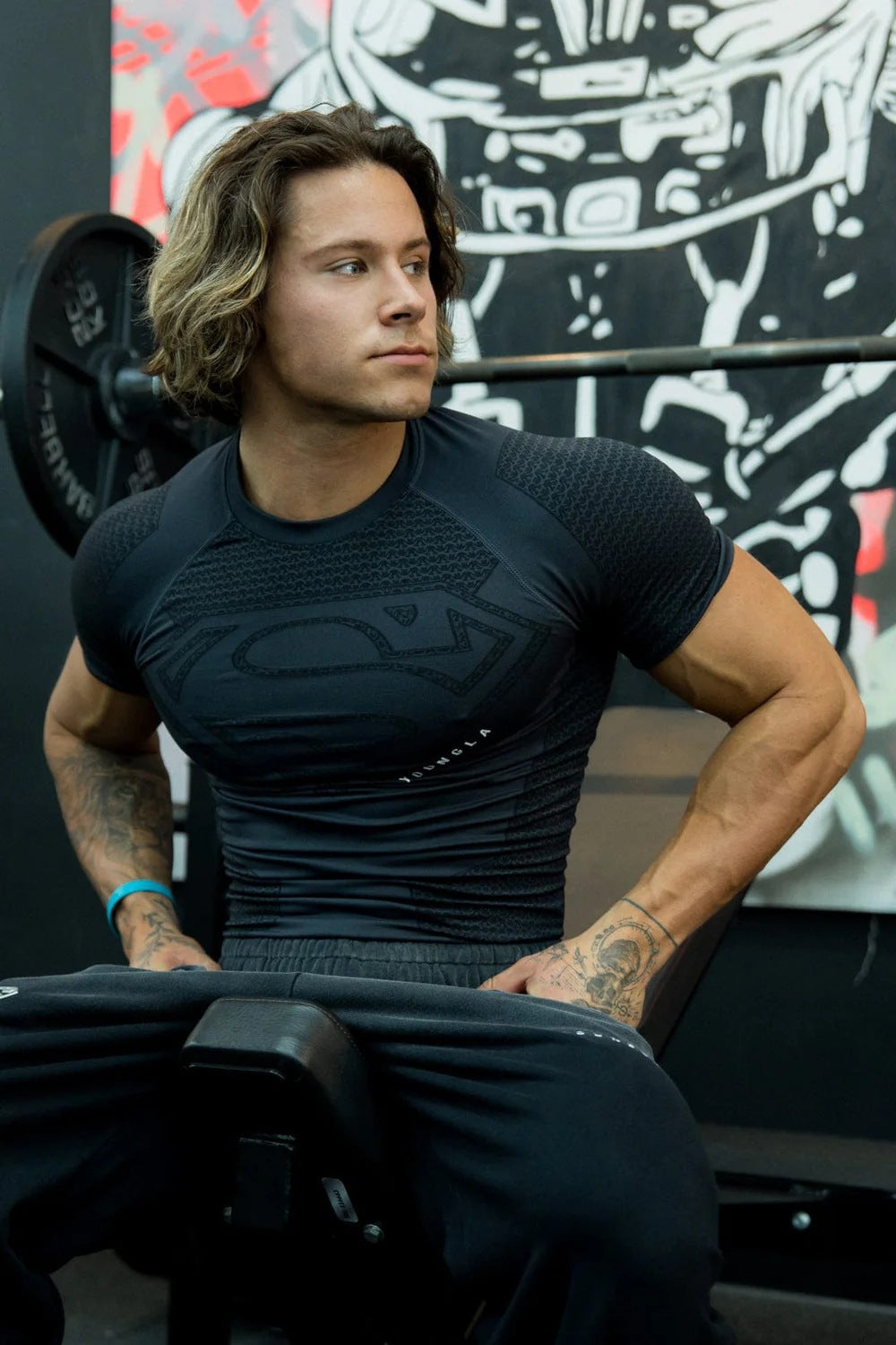 YOUNGLA New American-style Muscle Fitness Men's Sports Short Sleeve Casual Running Quick-dry Breathable Tight-fitting Shirt t T-shirt