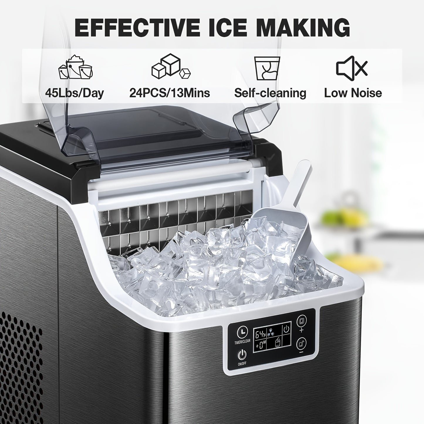 Desktop Ice Maker 45/30/26/100 Pounds Bidirectional Water