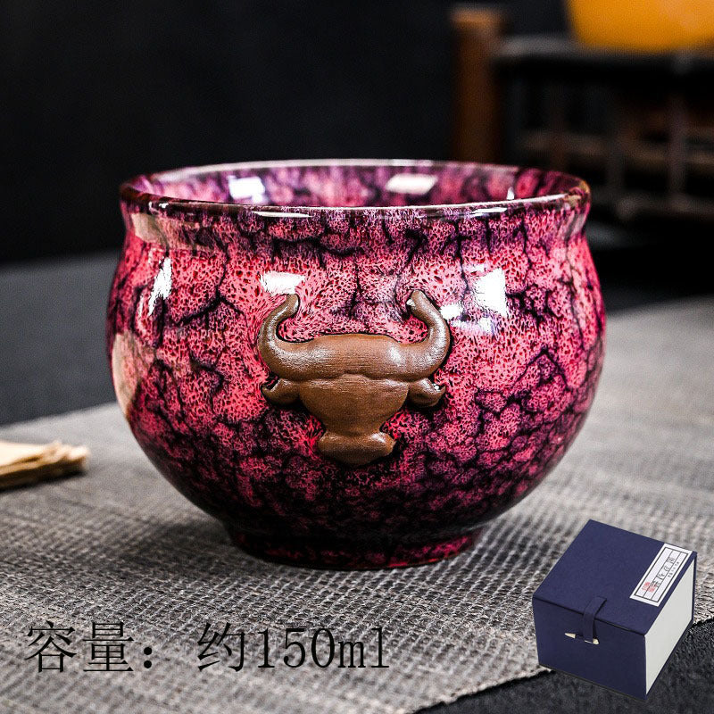 Kiln Change Five Elements Cup Kung Fu Tea Cup Large Capacity Exclusive Master Cup Tasting Cup Tea Bowl High-end Commemorative Tea Cup Gift Box