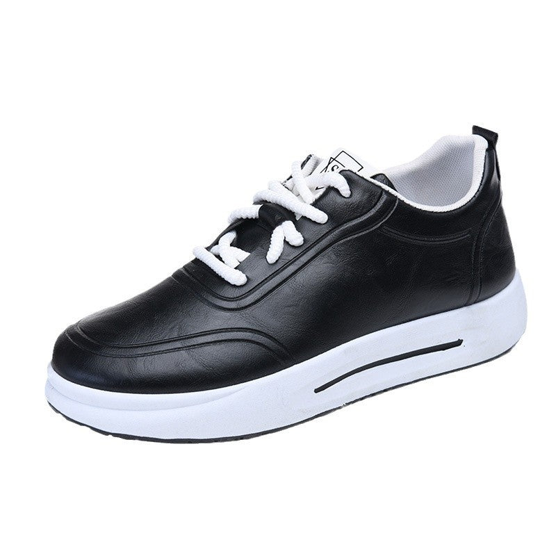 Men's Lace-up PU Waterproof Casual Leather Shoes Solid Color Shallow Mouth Soft Sole Soft Surface Low-top Men's Single Shoes Business Shoes