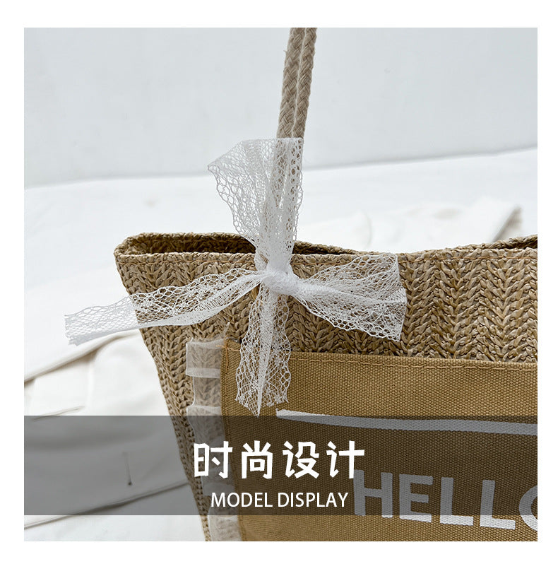 2025Large Capacity Elegant Korean Style Bag for Women Linen Canvas Bag Fashionable Eco-friendly Shopping Bag Single Shoulder Casual Handbag