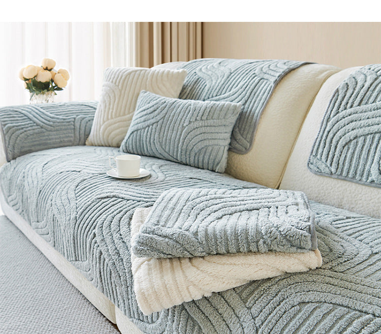 cream-style autumn and winter plush sofa Non-Slip Sofa Cover