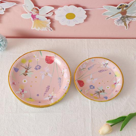 Birthday Party Disposable Tableware suit Cute Fantasy Wind Flower Fairy Paper Plate Decoration Supplies