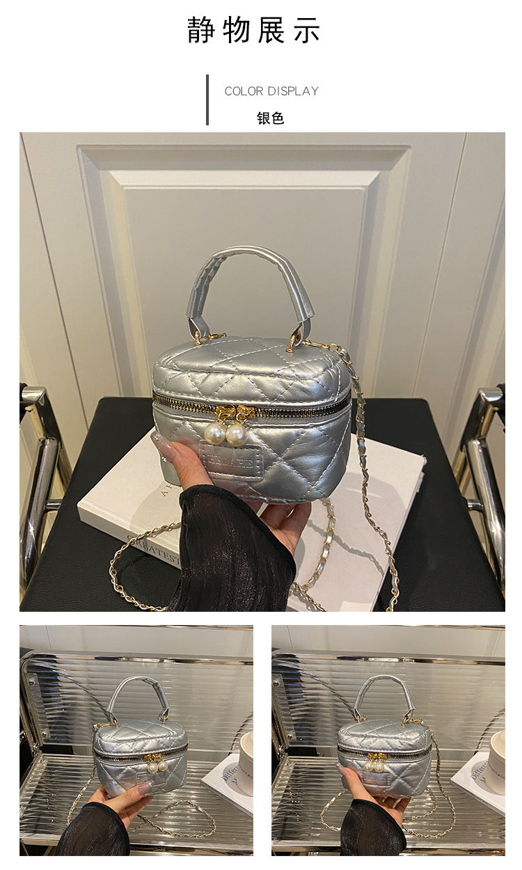 Women's Spring Summer Bag2025New Diamond Chain Bag High-End Fashionable Crossbody Bag Versatile Handheld Small Square Bag