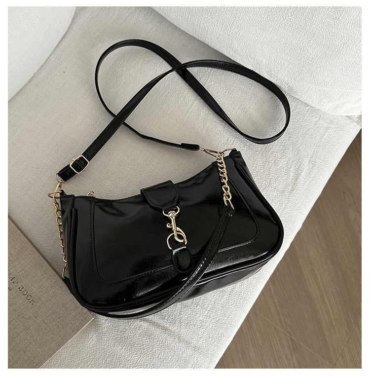 French Design Glossy Women2025Summer New Trendy Fashionable Elegant Single Shoulder Underarm Handbag for Women