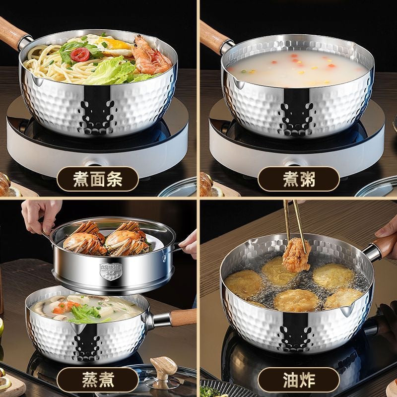 Extra Thick316Stainless Steel Milk Pot Japanese Yukihira Pot Non-Coated Baby Food Supplement Non-Stick Soup Pot Cooking Pot Instant Noodle Pot
