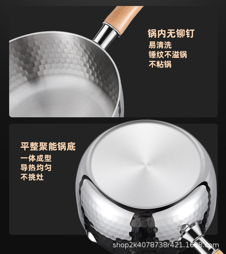 Extra Thick316Stainless Steel Milk Pot Japanese Yukihira Pot Non-Coated Baby Food Supplement Non-Stick Soup Pot Cooking Pot Instant Noodle Pot