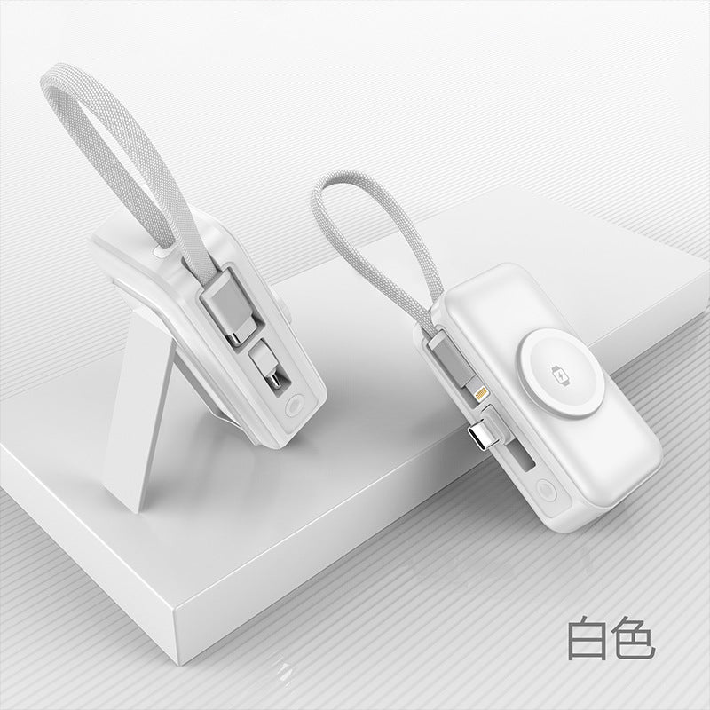 3-in-1 Magnetic Wireless Charger5000mAh Built-in Cable Portable Power Bank for Watches and Phones Wireless Charging Dropshipping