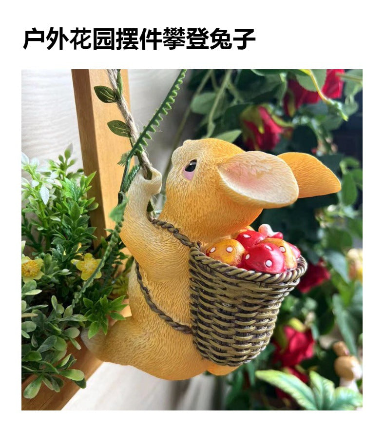 Cute Animal Climbing Bunny Wall Hanging Homestay Outdoor Garden Ornament Courtyard Tree Climbing Landscape Pipe Decoration