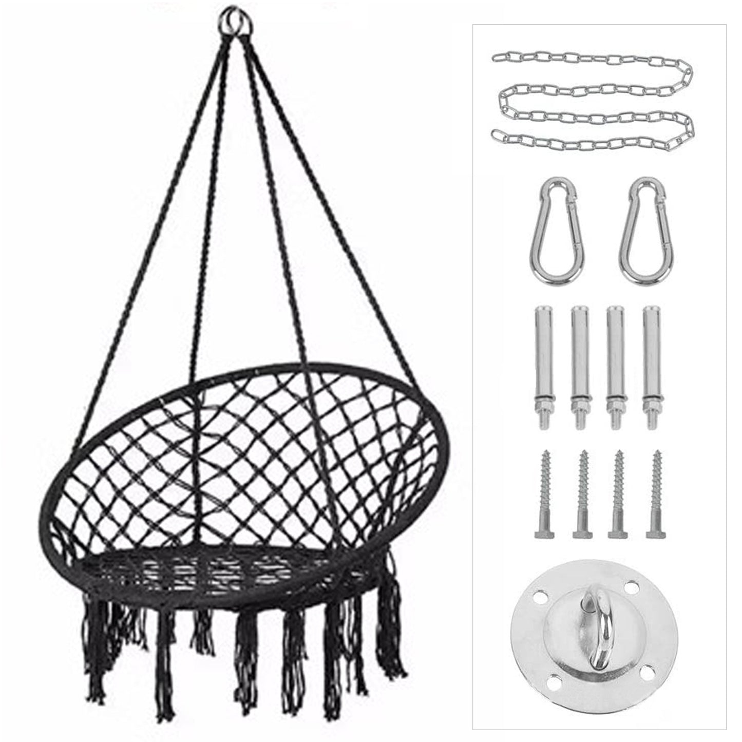 ins Nordic Style Tassel Hanging Chair Handwoven Hanging Basket Cotton Rope Swing Outdoor Hammock Balcony Cradle Chair Wholesale