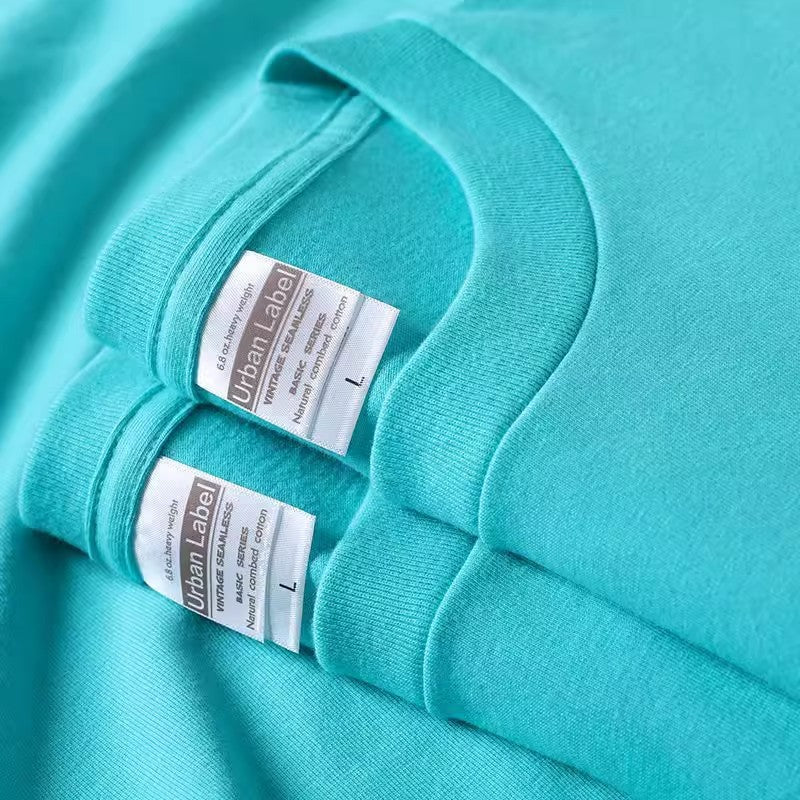 Dark Purple400g Heavyweight Pure Cotton Short Sleeve Unisex t Solid Color Thick Non-See-Through Versatile Loose Half-Sleeve Base Shirt