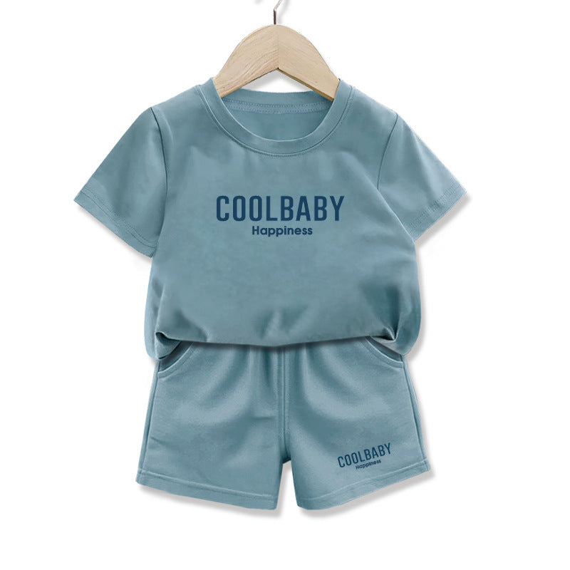 Boys and girls short sleeve t T-shirt Suit2025Summer New Baby Sports Two-Piece Set Fashionable Children's Clothing8