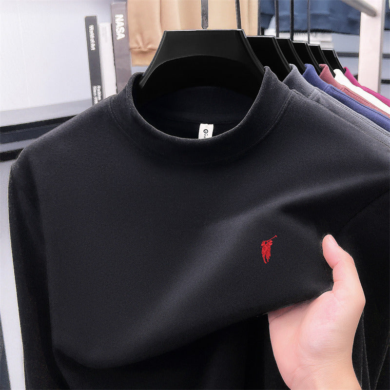 Cross-border foreign trade high-end pony embroidery men's long sleeve t Half Turtleneck Thermal Base Layer Shirt for Men Inner Wear