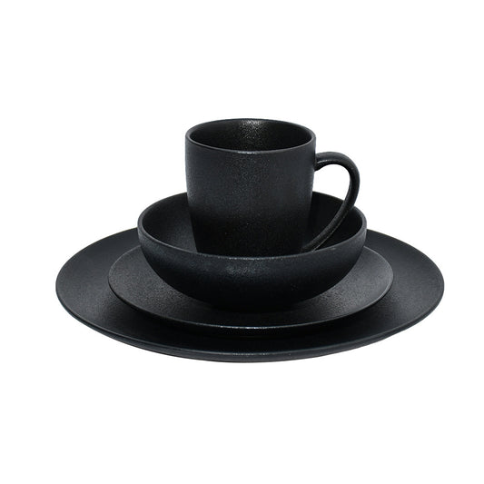 ceramic black plates bowl dinnerware Set of 4 set of 16Set