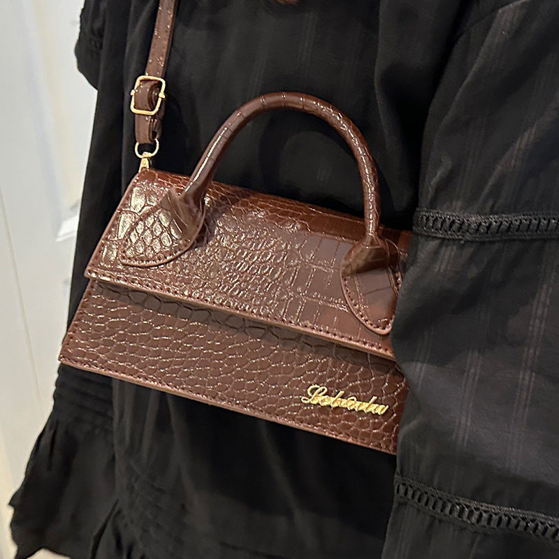 Korean style stone pattern single shoulder bag for women2025New Textured Handheld Small Square Bag Versatile Fashion Simple Crossbody Bag