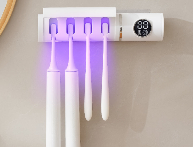 Smart Disinfection and Drying Toothbrush Holder Bathroom Wall-Mounted No-Drill Ultraviolet Sterilizer Drying Toothbrush Holder
