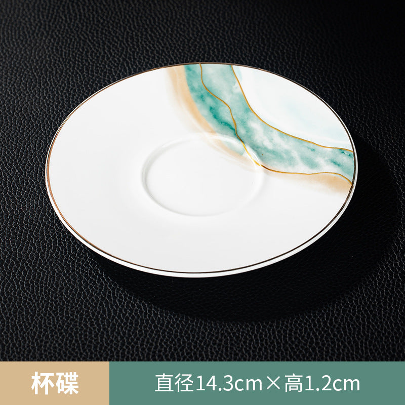 高档酒店摆台骨瓷餐具套装饭店会所私房菜包厢招待金边碗碟四件套