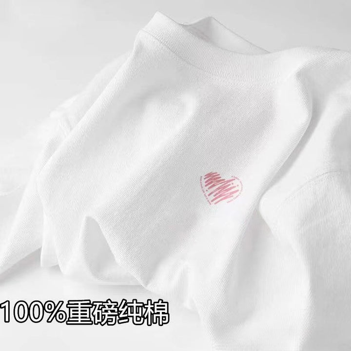 夏季新款男女士纯棉短袖小胸标个性情侣T恤衫宽松休闲百搭上衣潮