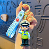 创意卡通消防员敬礼交警钥匙扣背包挂件汽车挂饰节假日小礼品批发