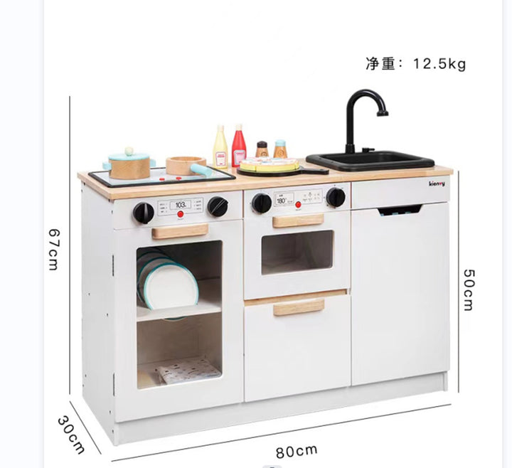 丹麦儿童过家家岁6厨房煮饭玩具仿真声光冰箱套装模拟做饭木灶台