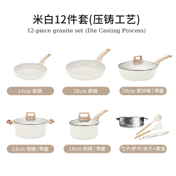 跨境花岗岩锅具套装厨房用品全套麦饭石不粘锅煎炒锅cooking pot