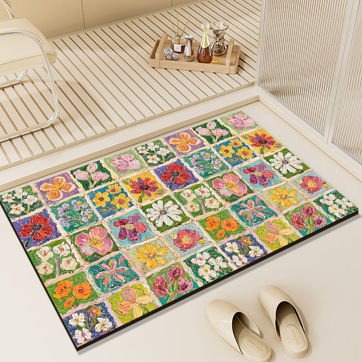 Oil Painting Floor Mat Home Entryway Entryway Stain Resistant Foot Mat Door Mat