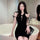 French Sexy Irregular Hem Bodycon Mini Dress – Black Hot Girl Short Dress