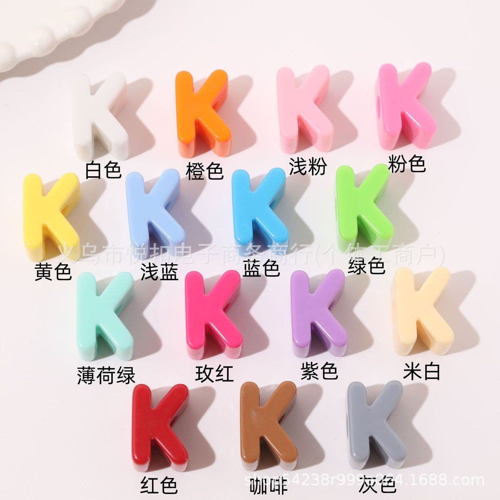 孔6mm亚克力英文字母珠马卡龙多巴胺手工串珠直孔散珠DIY包包挂件