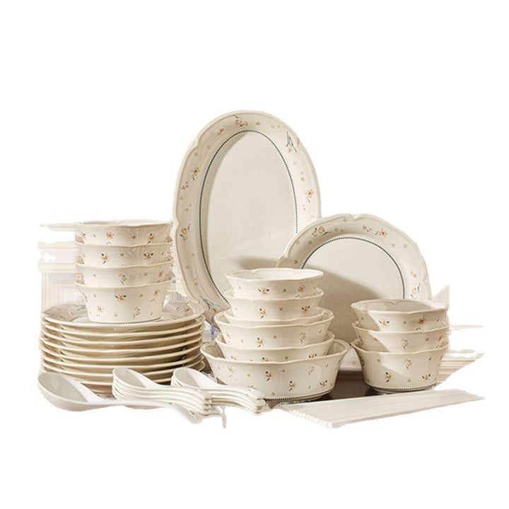 French Style Bowl Plate Set Home Ceramic Tableware Underglaze New Wholesale