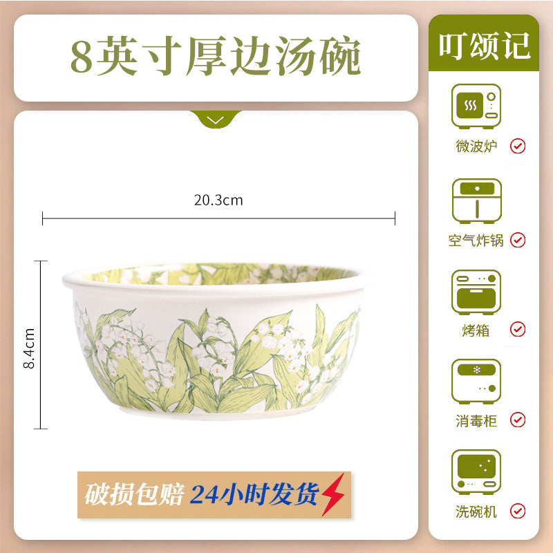 KANGMO Underglaze Ceramic Dinner Set - Oil Painting Bowls & Plates Housewarming Gift