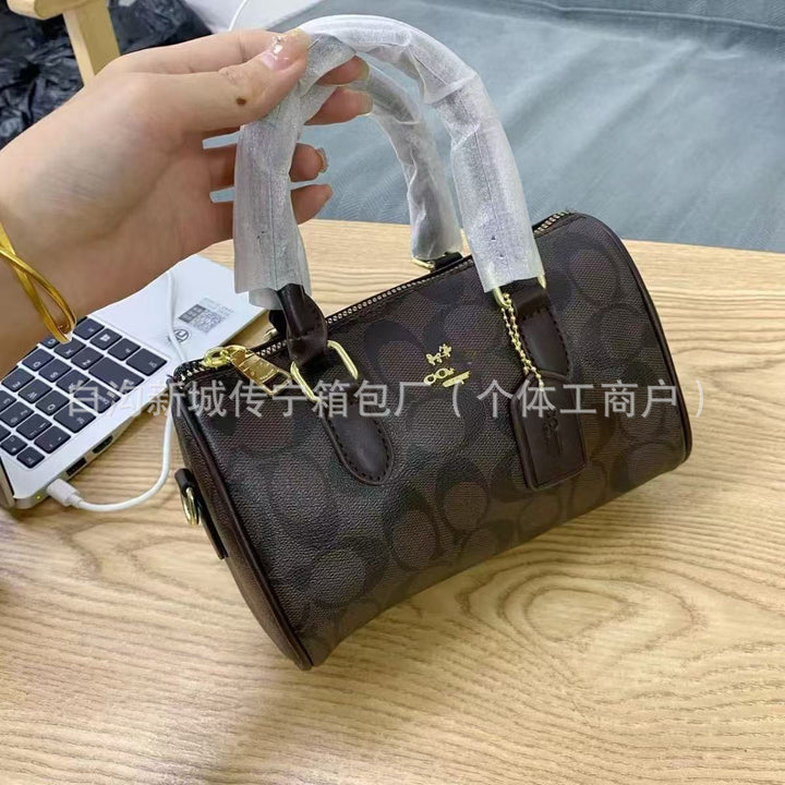 新款寇c家驰复古老花迷你波士顿女包时尚单肩斜挎手提枕头包手拎